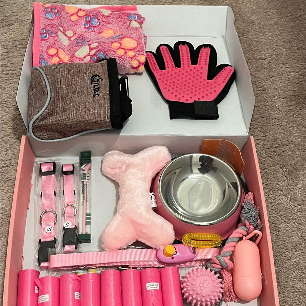 Pink Pet Kit with Glove and Toys in Beautiful Pink Box - Picture 7 of 11